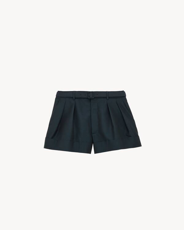 サンローラン パリ ショートパンツ 黒 タグ付き SAINT LAURENT ショートパンツ（ウール＆モヘア） グリーン | Saint Laurent | YSL JP