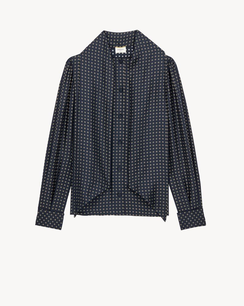 lavallière blouse in square settings silk crepe-back satin