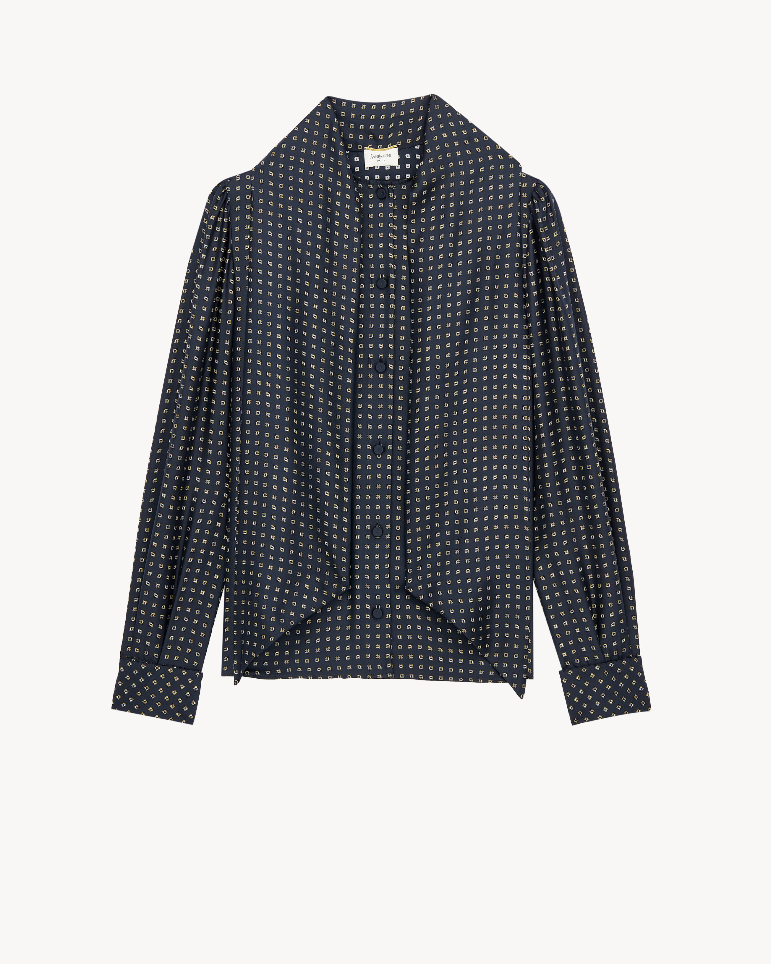 lavallière blouse in square settings silk crepe-back satin