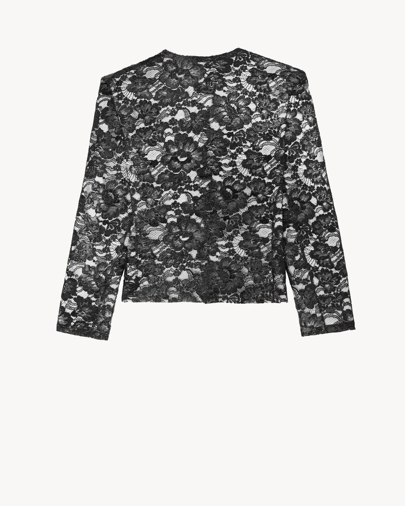 short jacket in silicone-coated lace