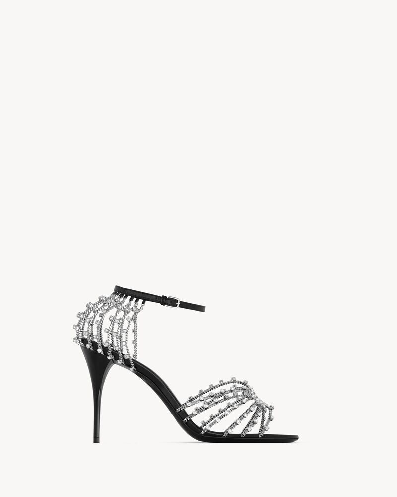 BABYLONE sandals in smooth leather and crystals