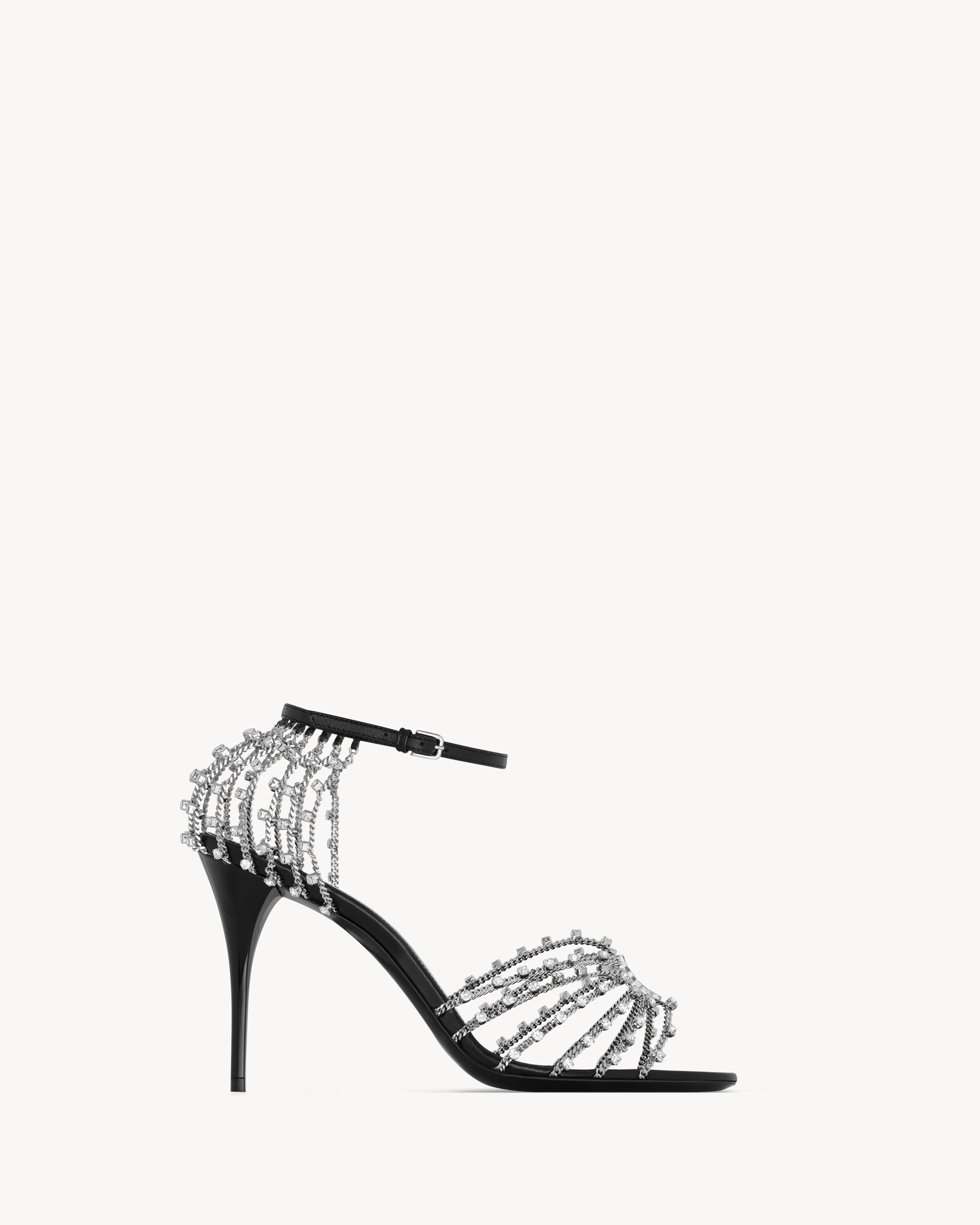 BABYLONE sandales en cuir lisse et cristaux