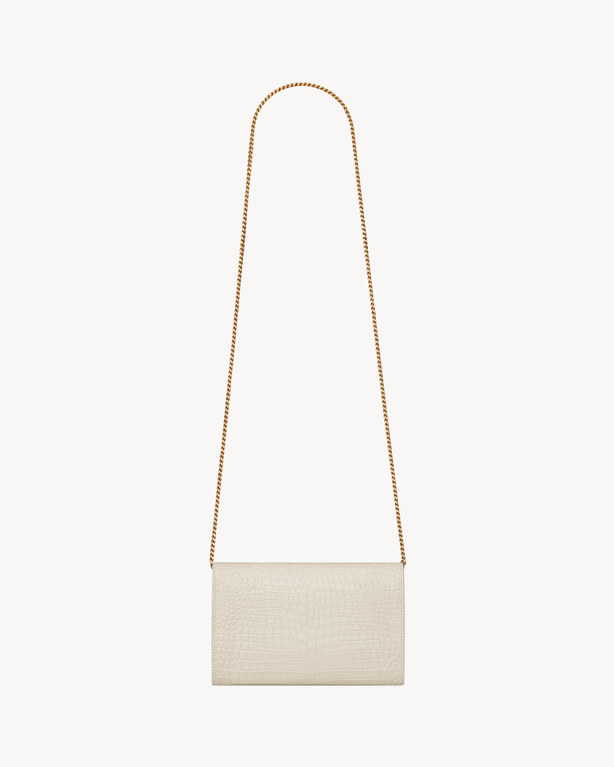 UPTOWN chain wallet in crocodile-embossed shiny leather