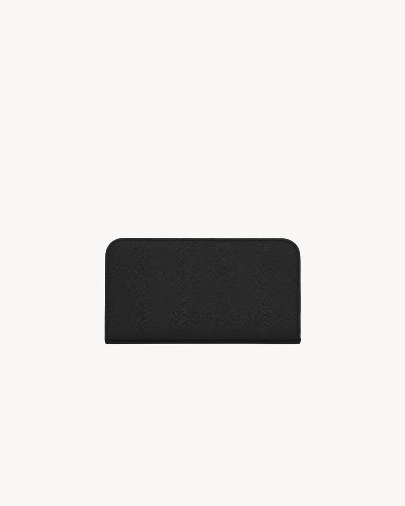 SAINT LAURENT PARIS zip around wallet in grain de poudre embossed leather