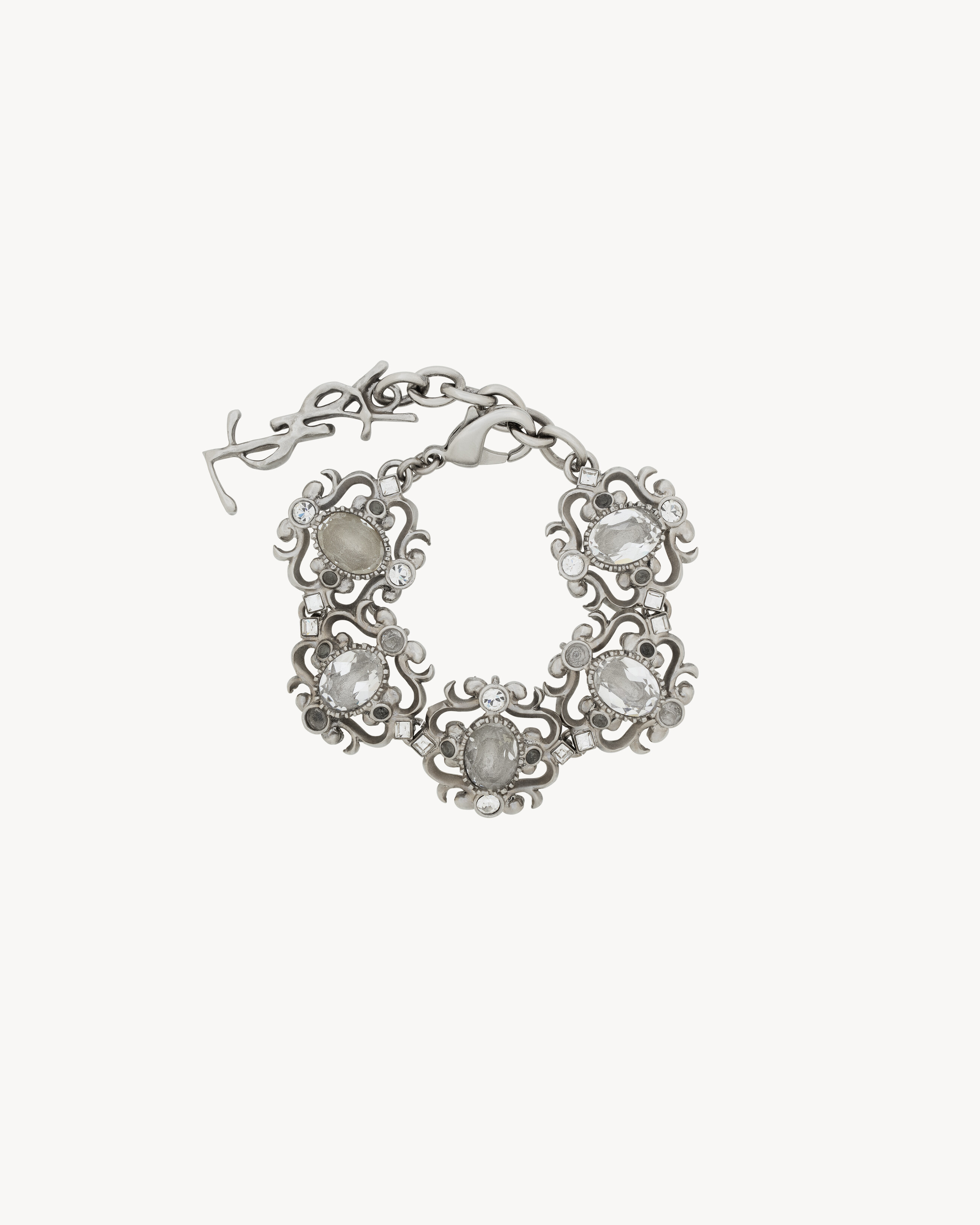crystal flower bracelet in metal