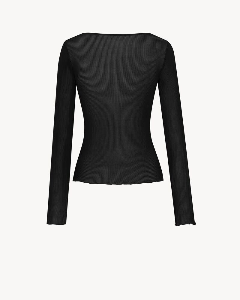 CASSANDRE V-neck top in ribbed silk