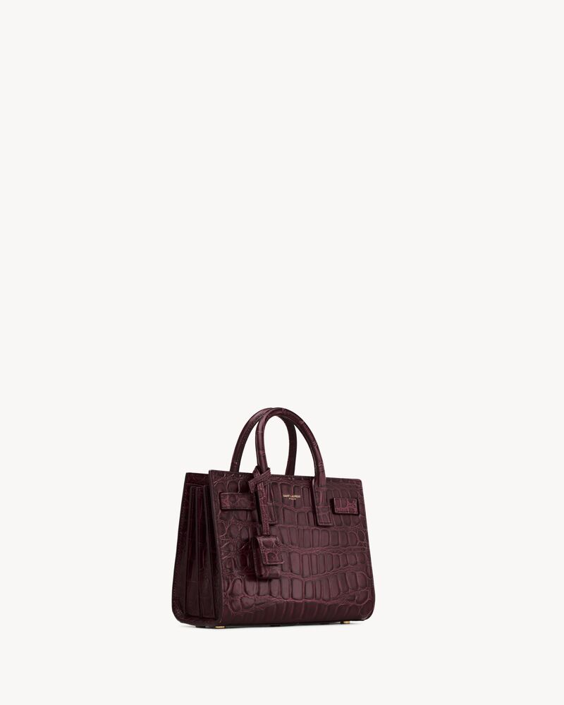 SAC DE JOUR IN CROCODILE-EMBOSSED LEATHER - NANO in Red | Saint