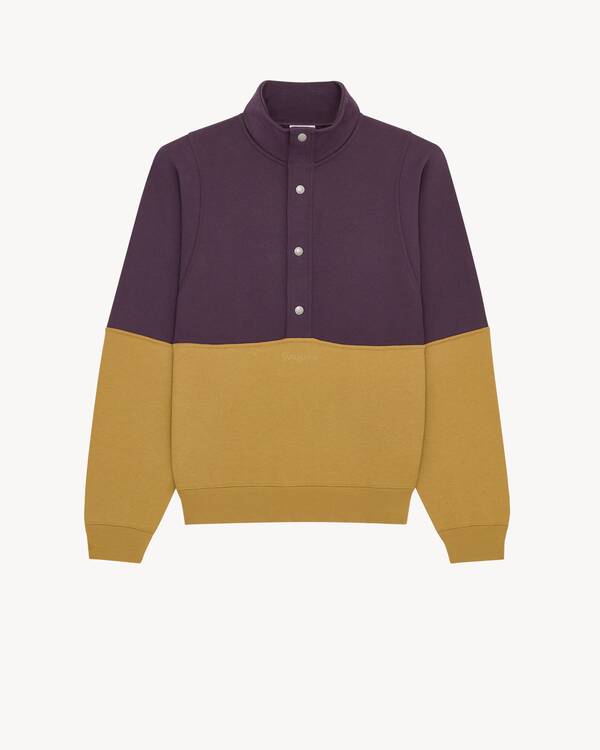 サンローラン ハーフスナップ スウェットシャツ パープル | Saint