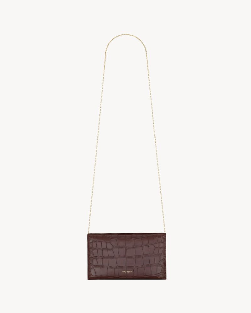 LETTER chain wallet in shiny alligator