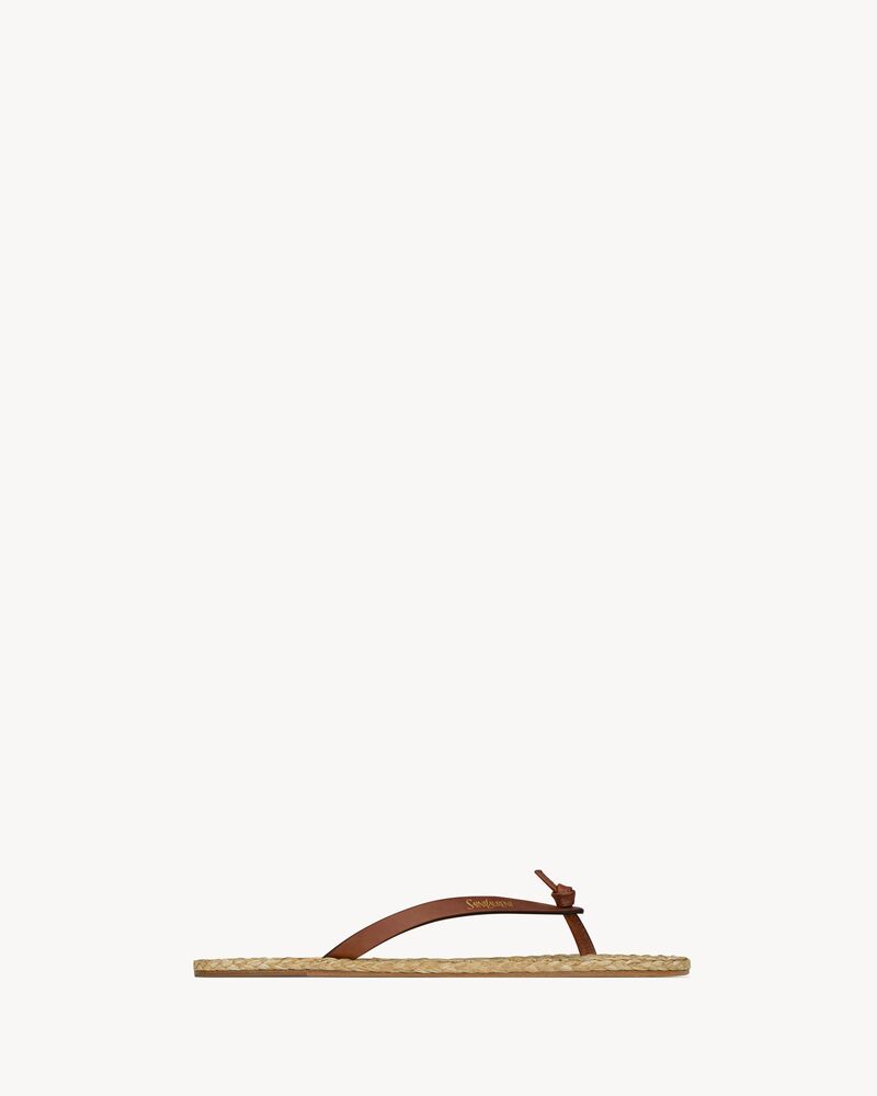 POOL flip-flops in smooth leather and raffia