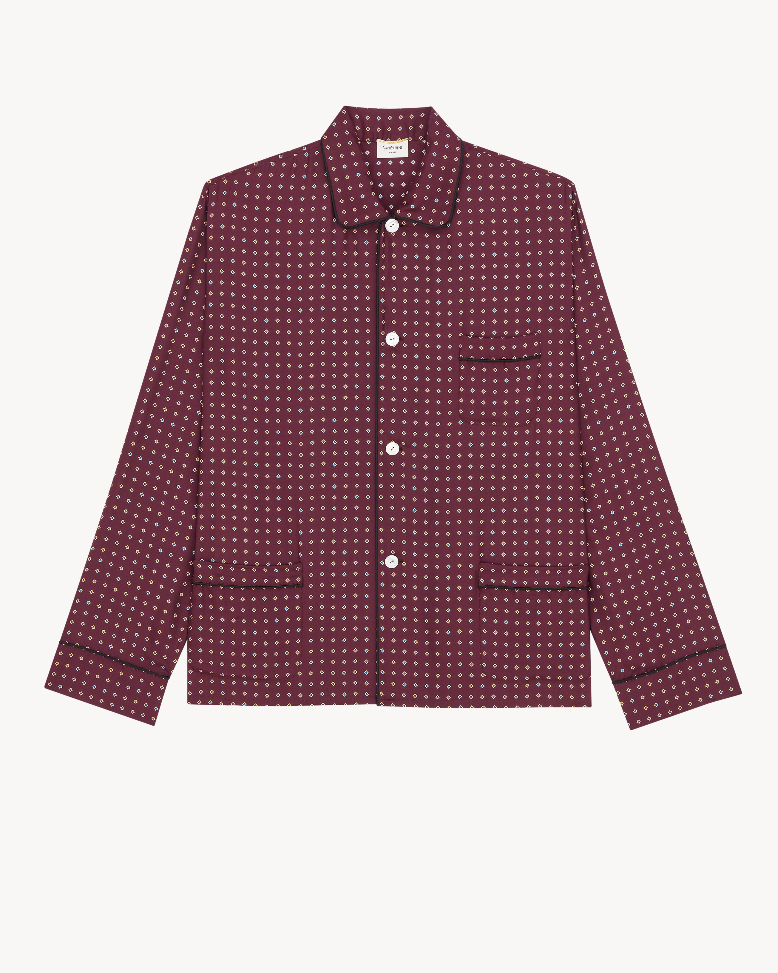 pajama top in diamond silk satin