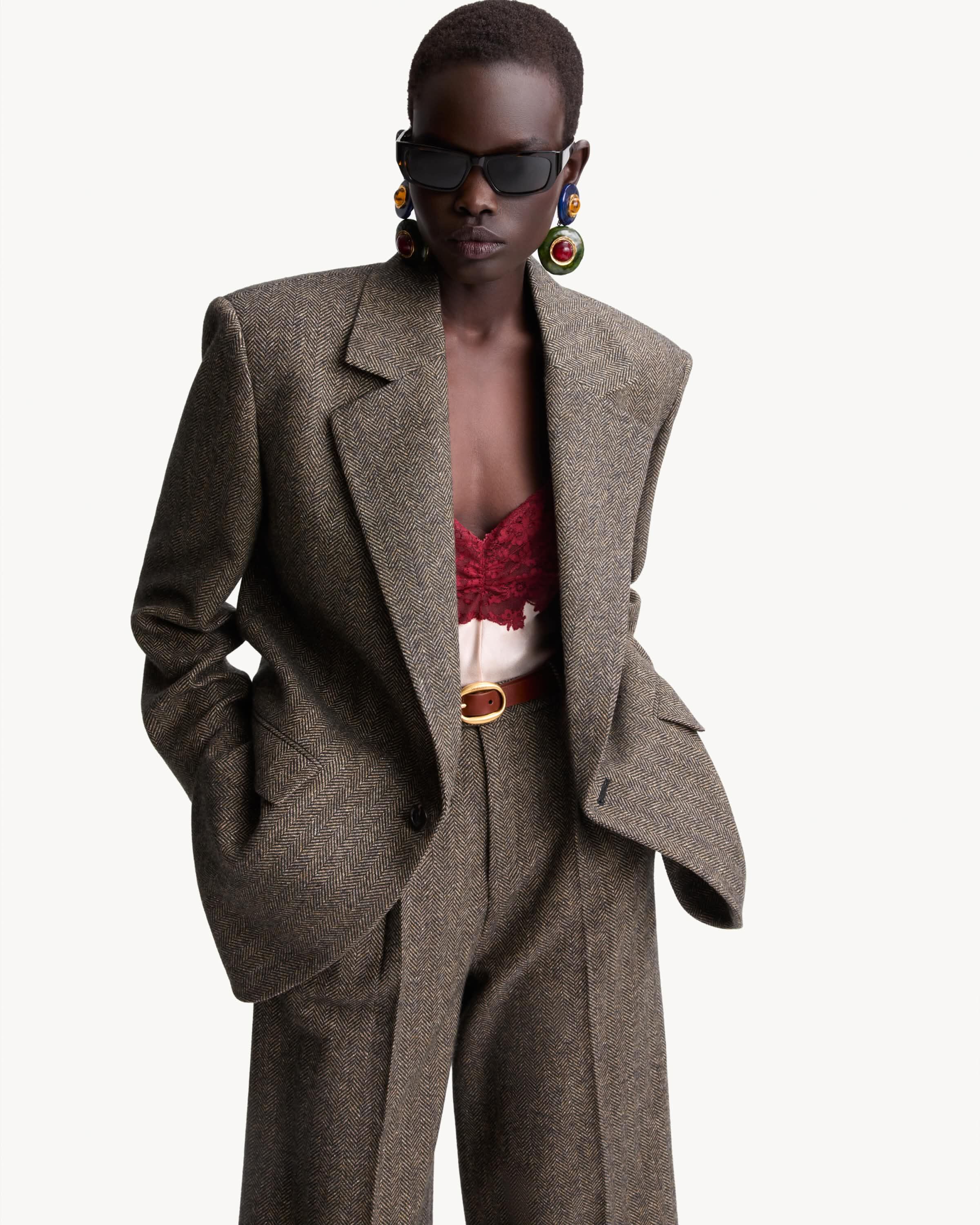 single-breasted jacket in herringbone wool