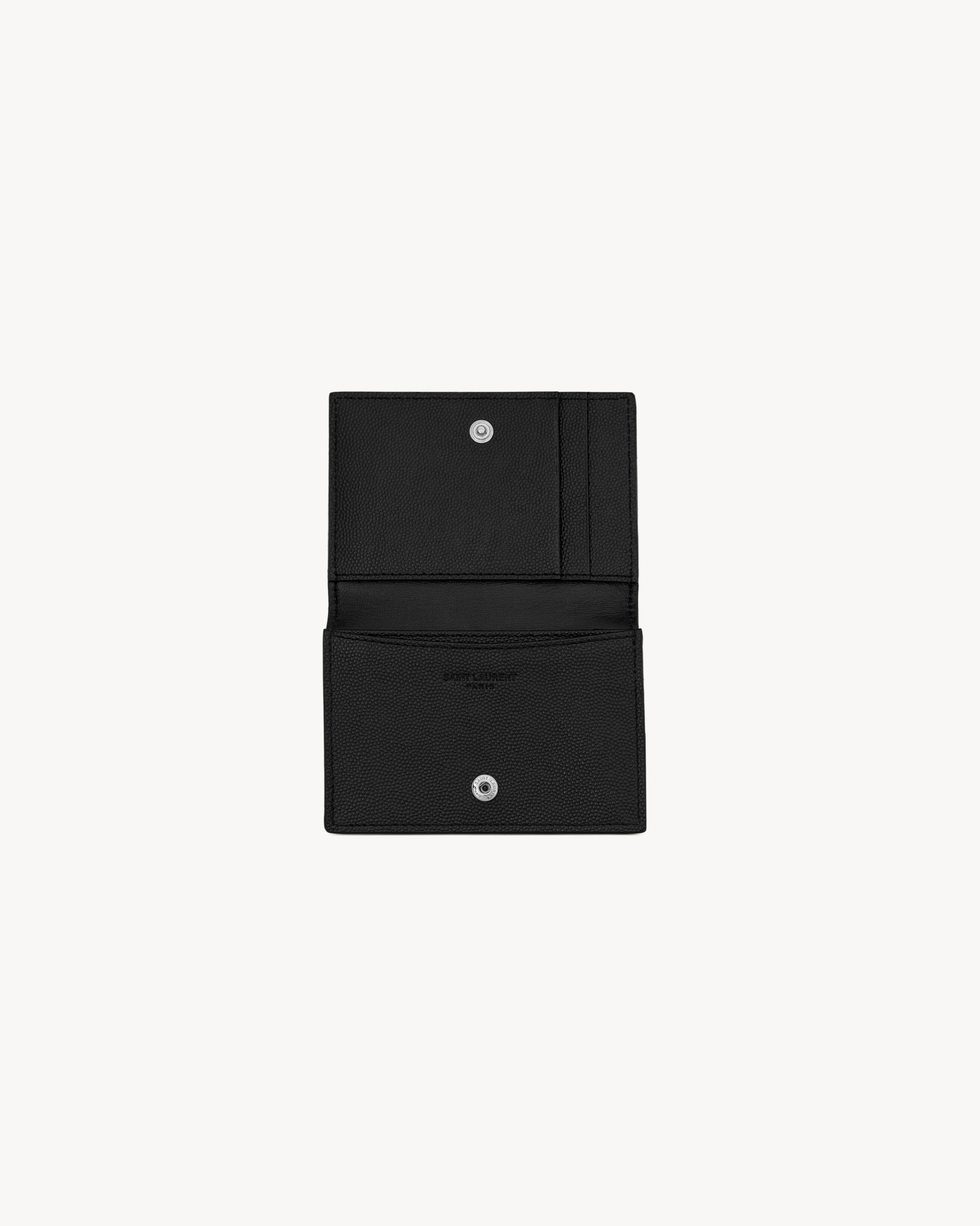 SAINT LAURENT PARIS Business card holder with flap in grain de poudre leather