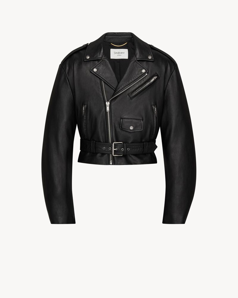 zip biker jacket in lambskin