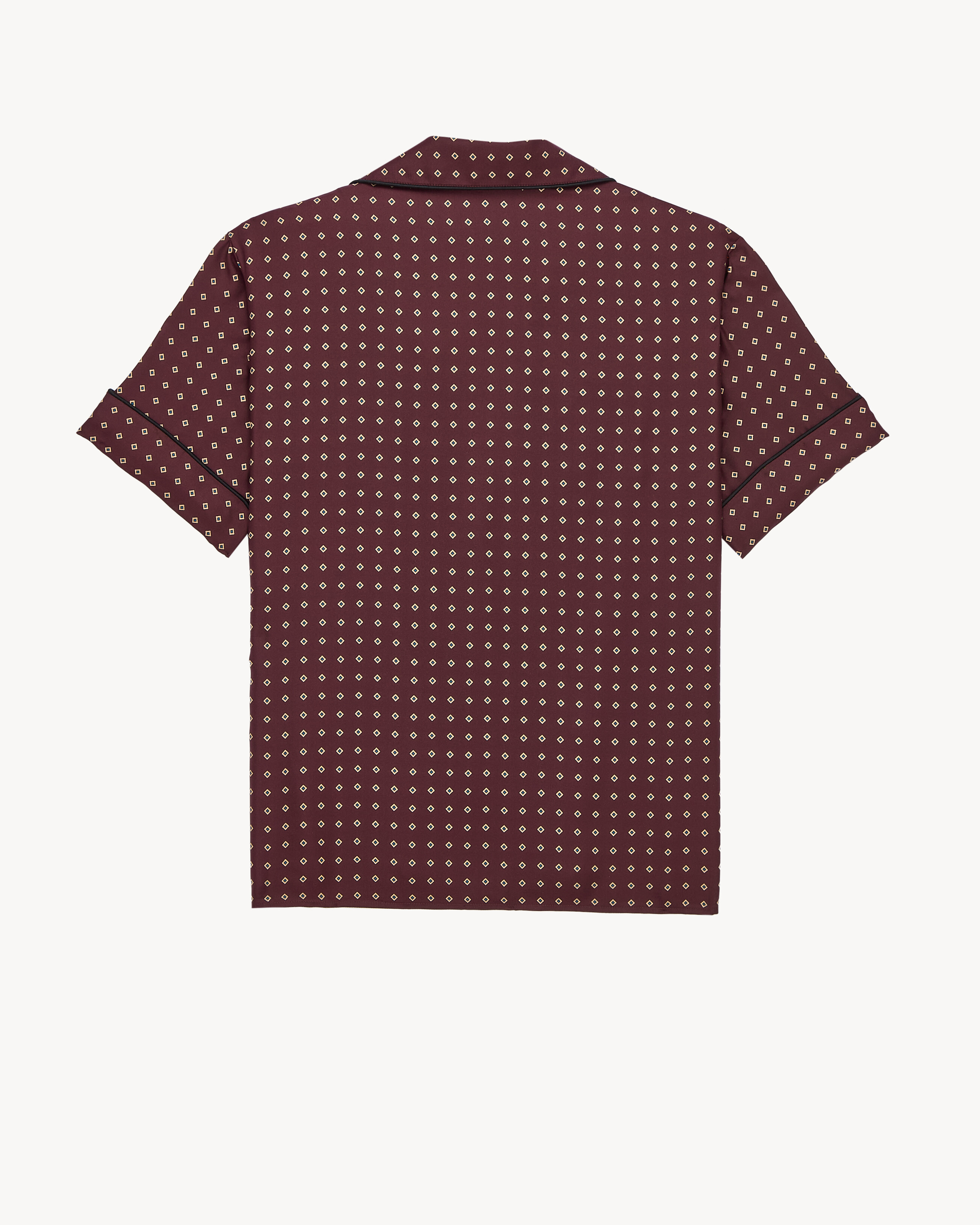 Haut de pyjama en satin de soie à motif losange