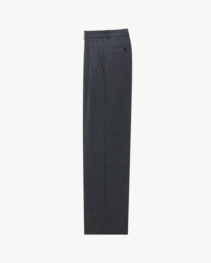 low-waisted pants in wool chiné in Grey & Silver | Saint Laurent