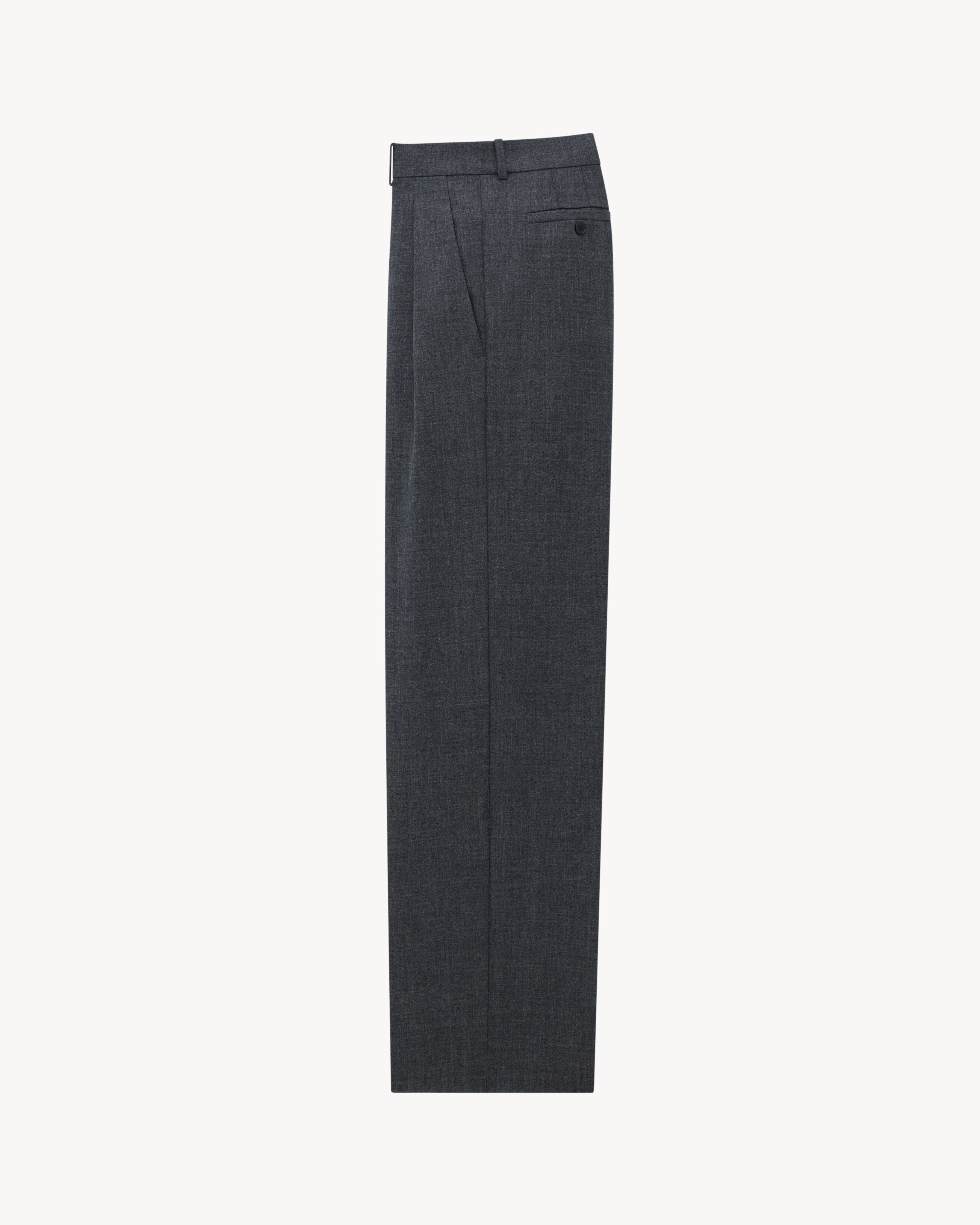 low-waisted pants in wool chiné