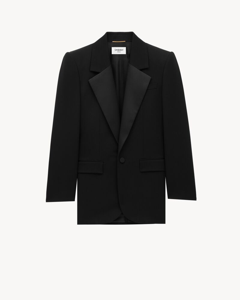 single-breasted tuxedo jacket in GRAIN DE POUDRE