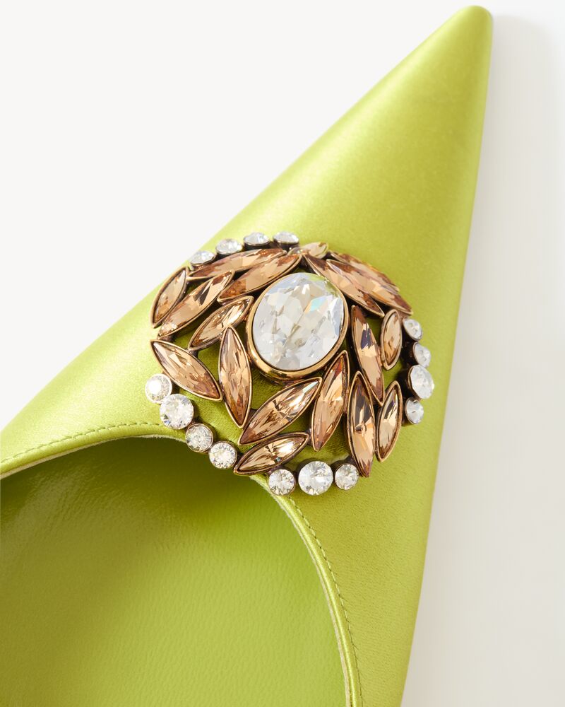 COSMO mules in satin crepe and crystals