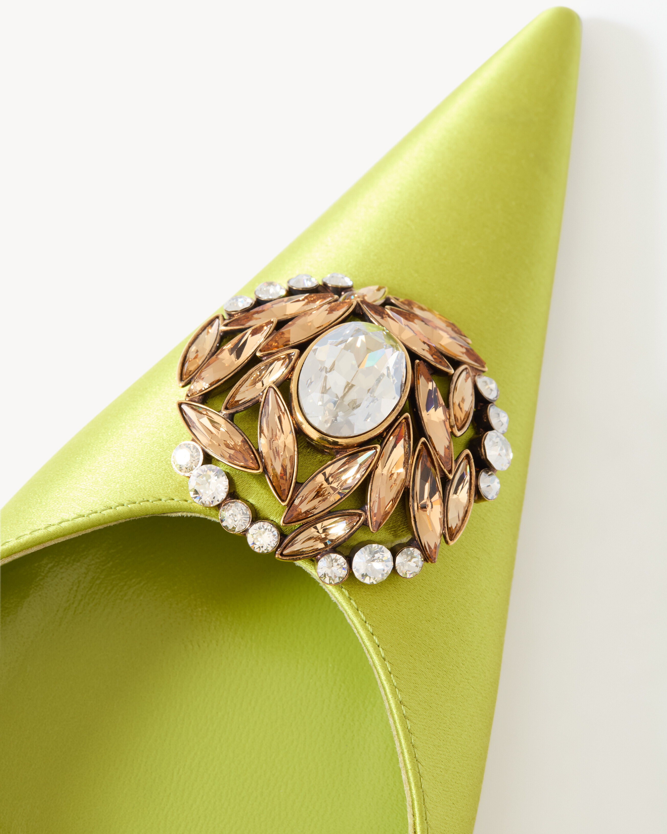 COSMO mules in satin crepe and crystals