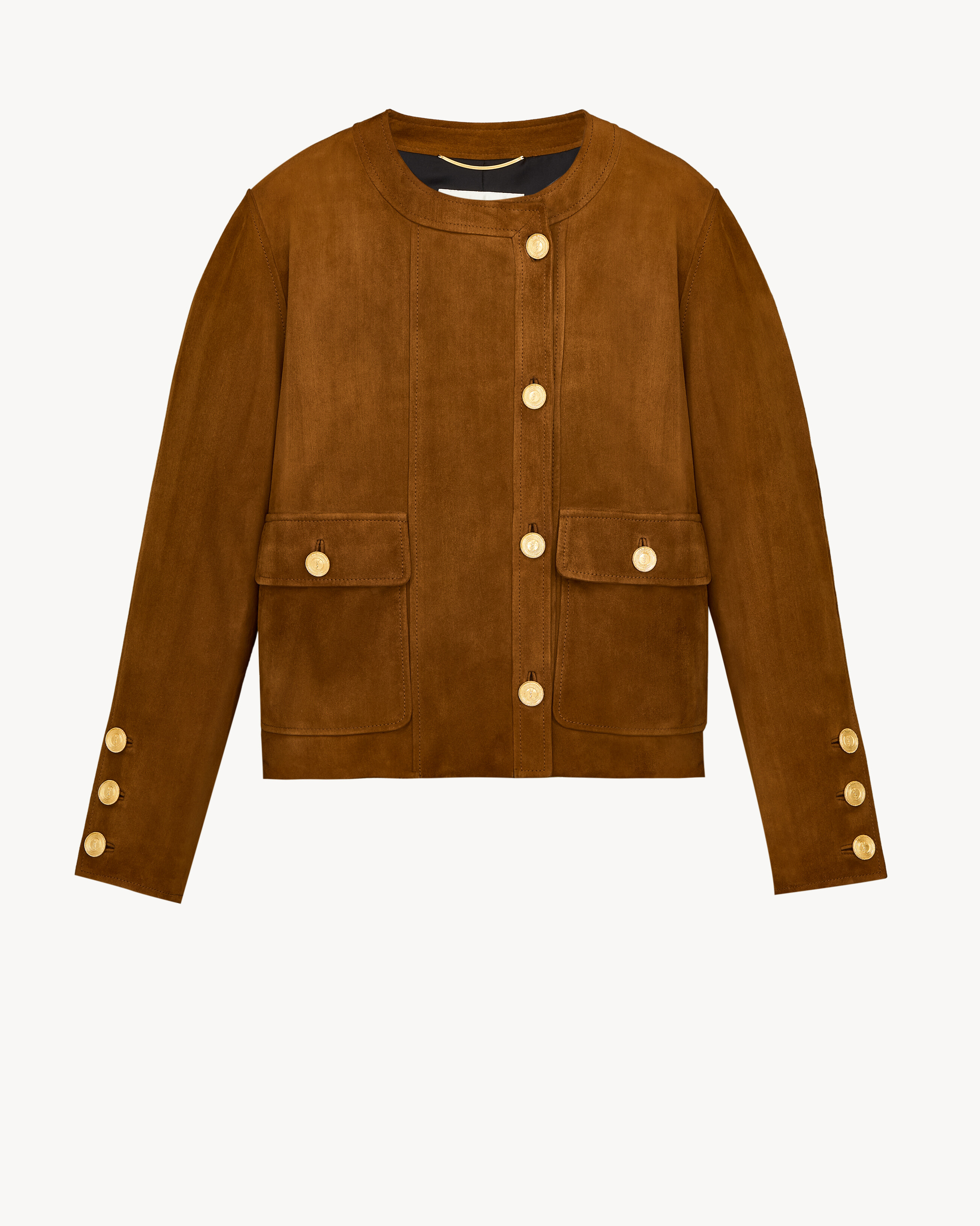 Giacca corta in pelle di agnello suede