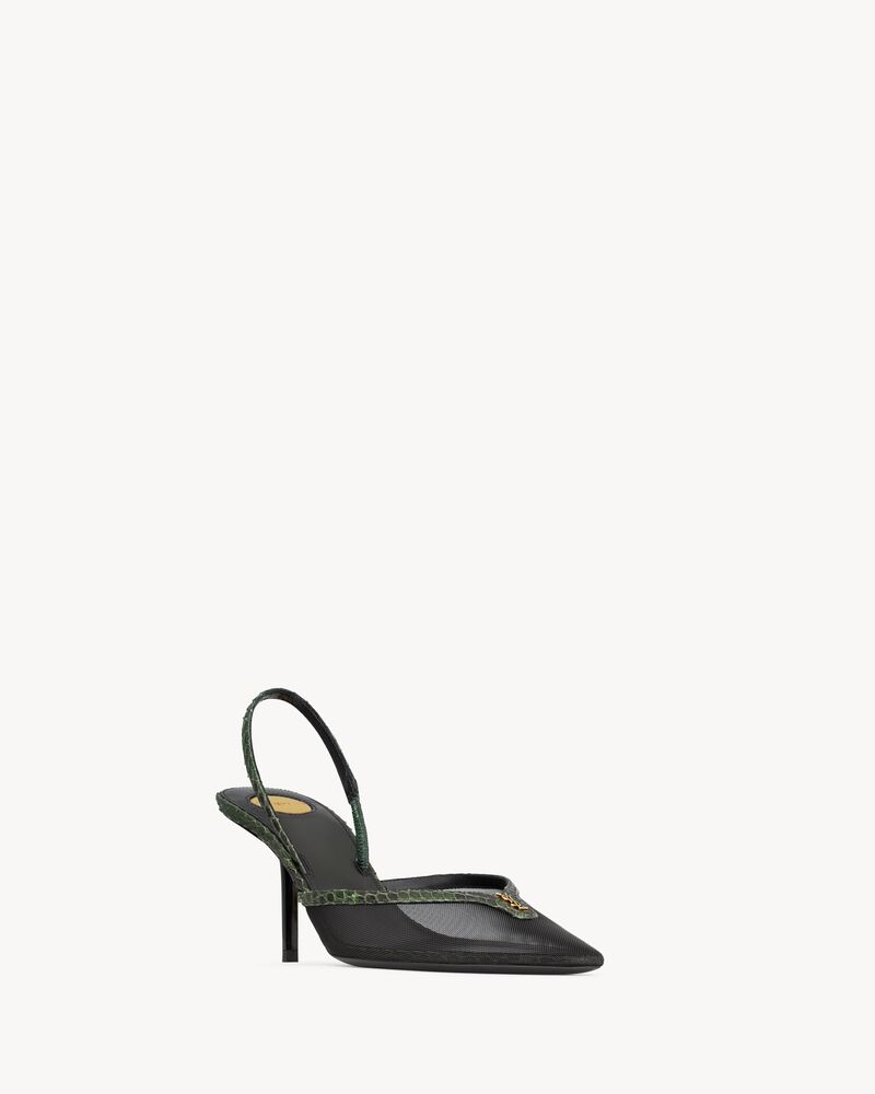 FOLIE slingback pumps in mesh and python