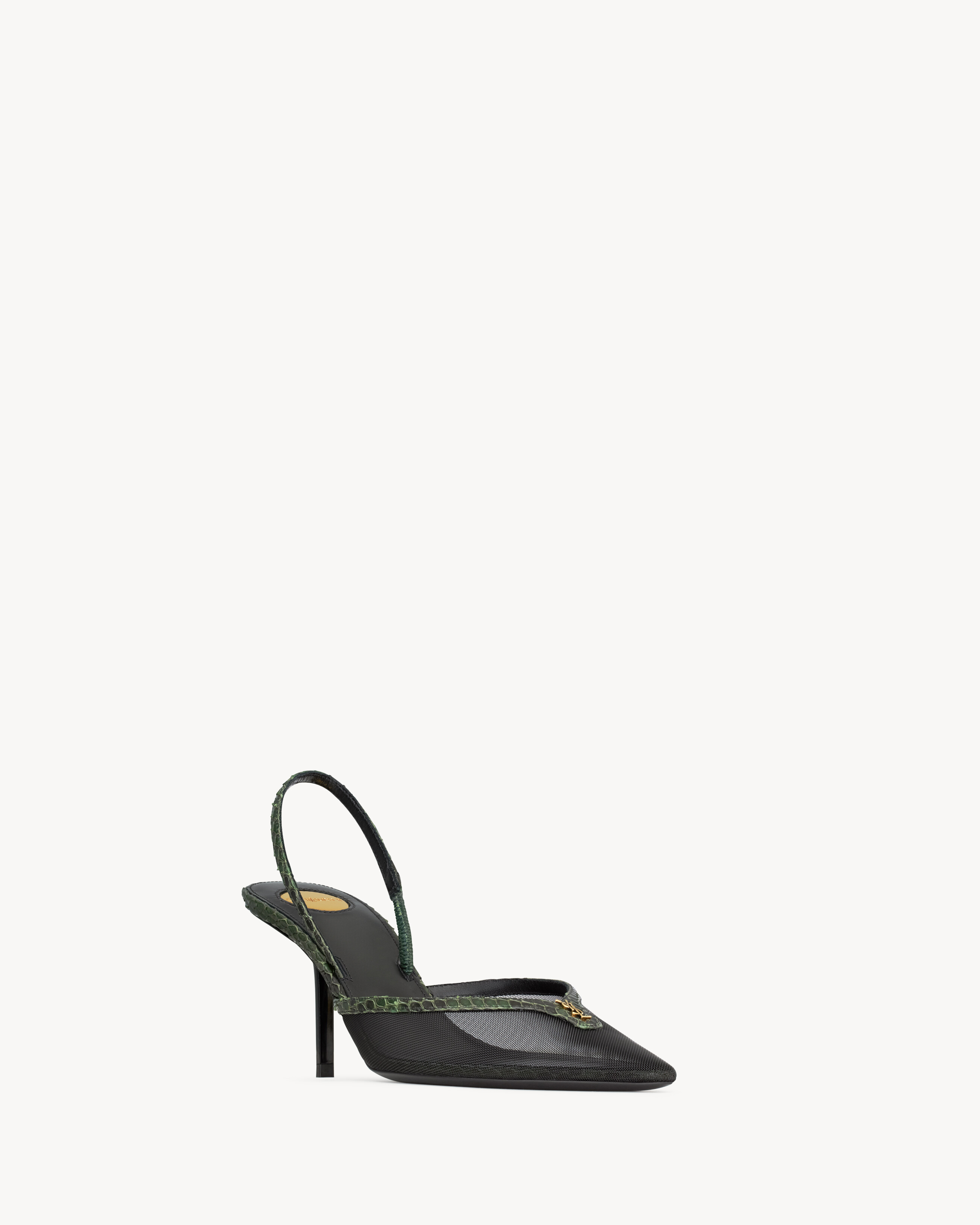 FOLIE slingback pumps in mesh and python