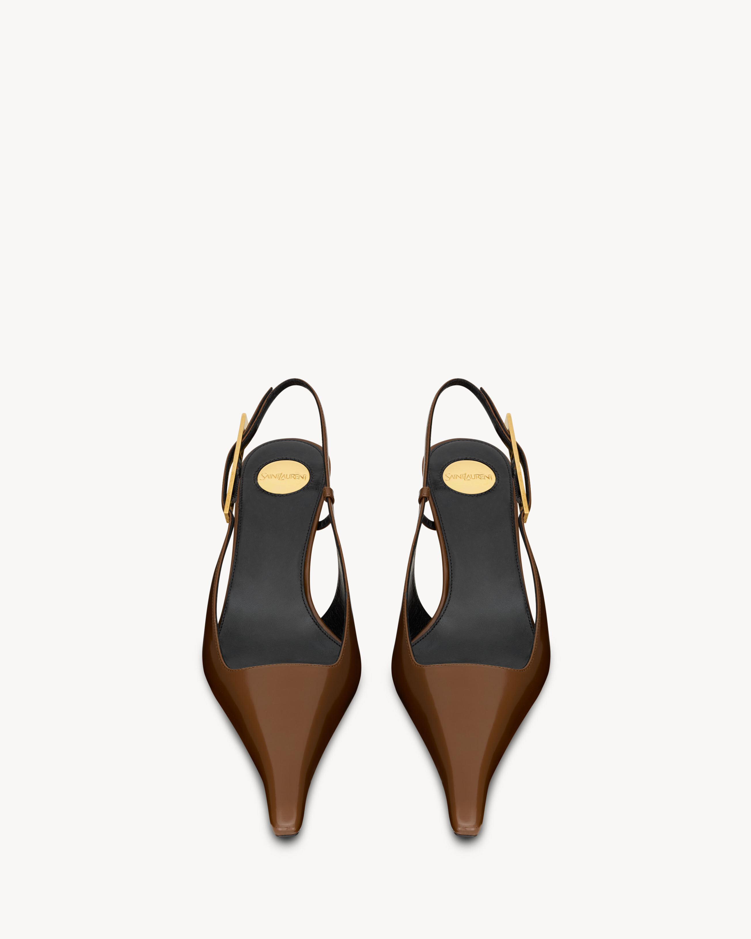 LEE亮面皮革露跟高跟鞋