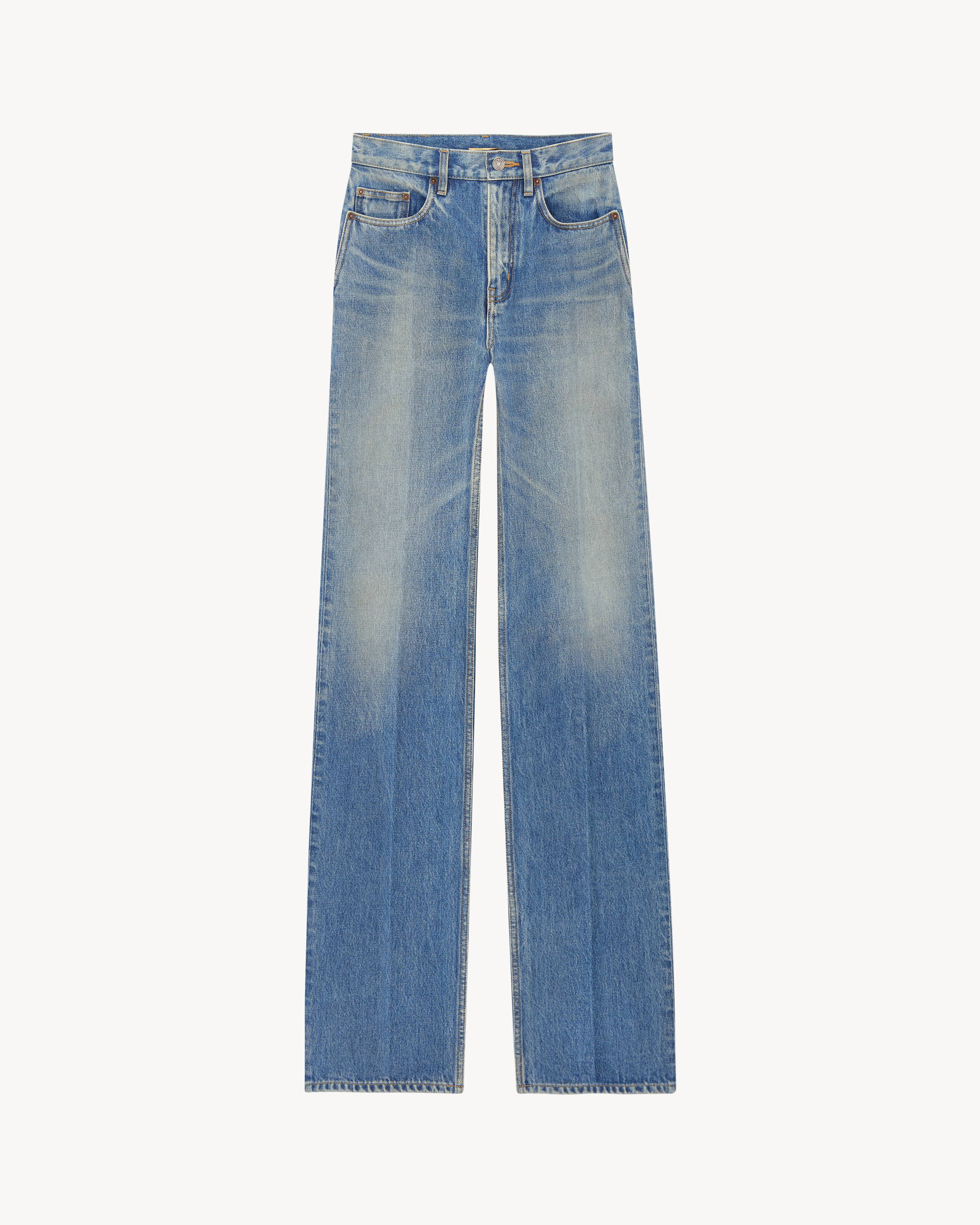 YVES flared jeans in midi blue denim