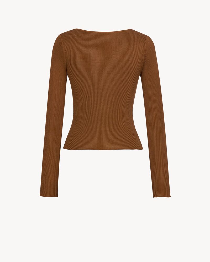 laced square-neck top in ribbed silk jersey