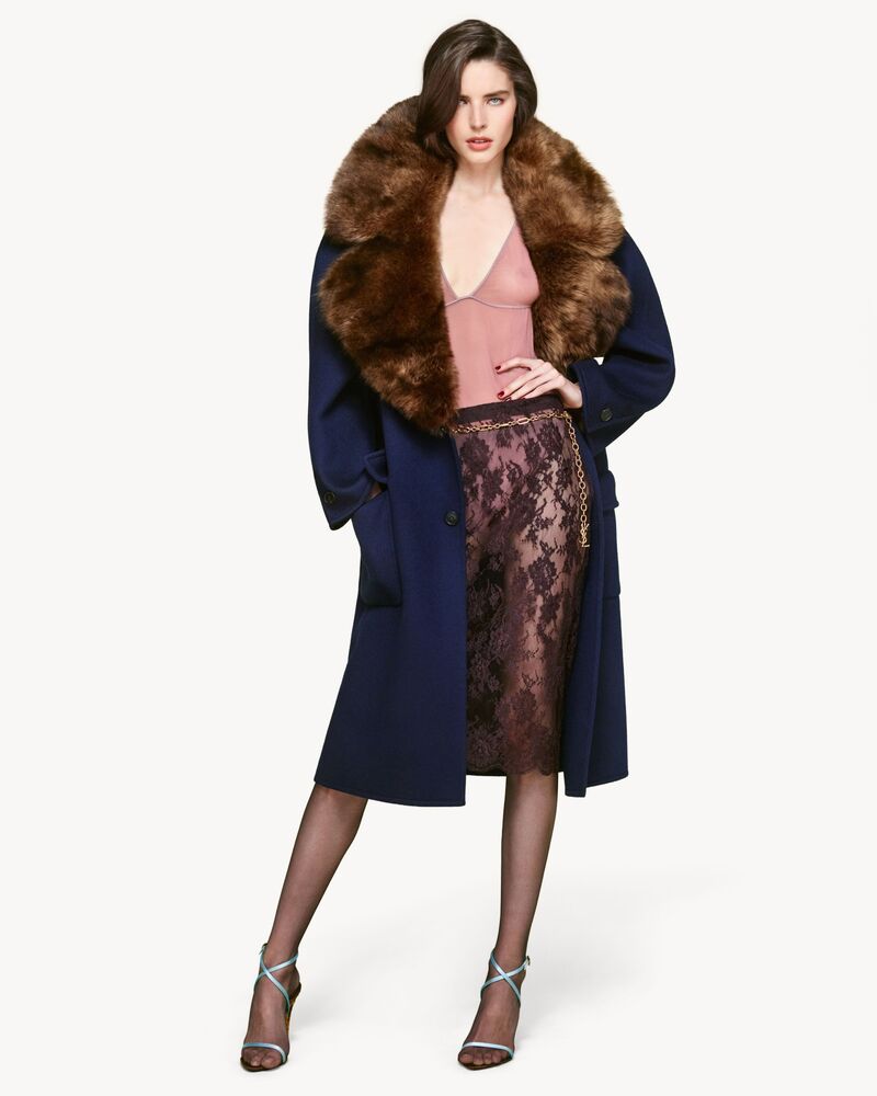 Manteau en laine et shearling