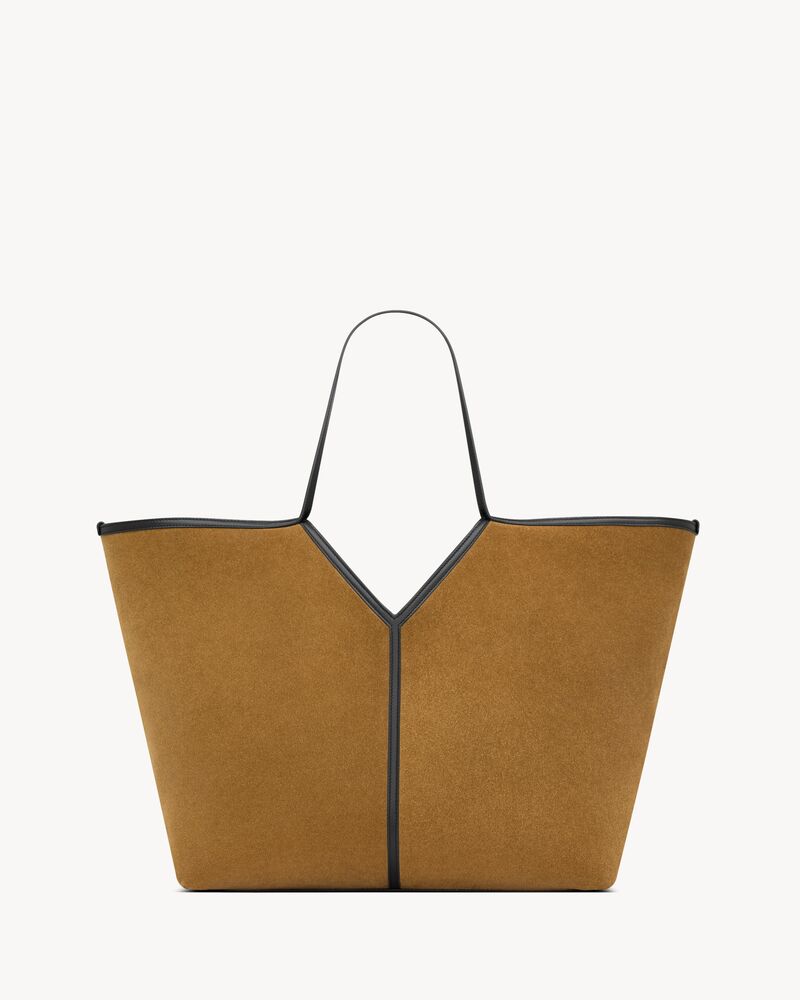 Y slim tote in velour leather