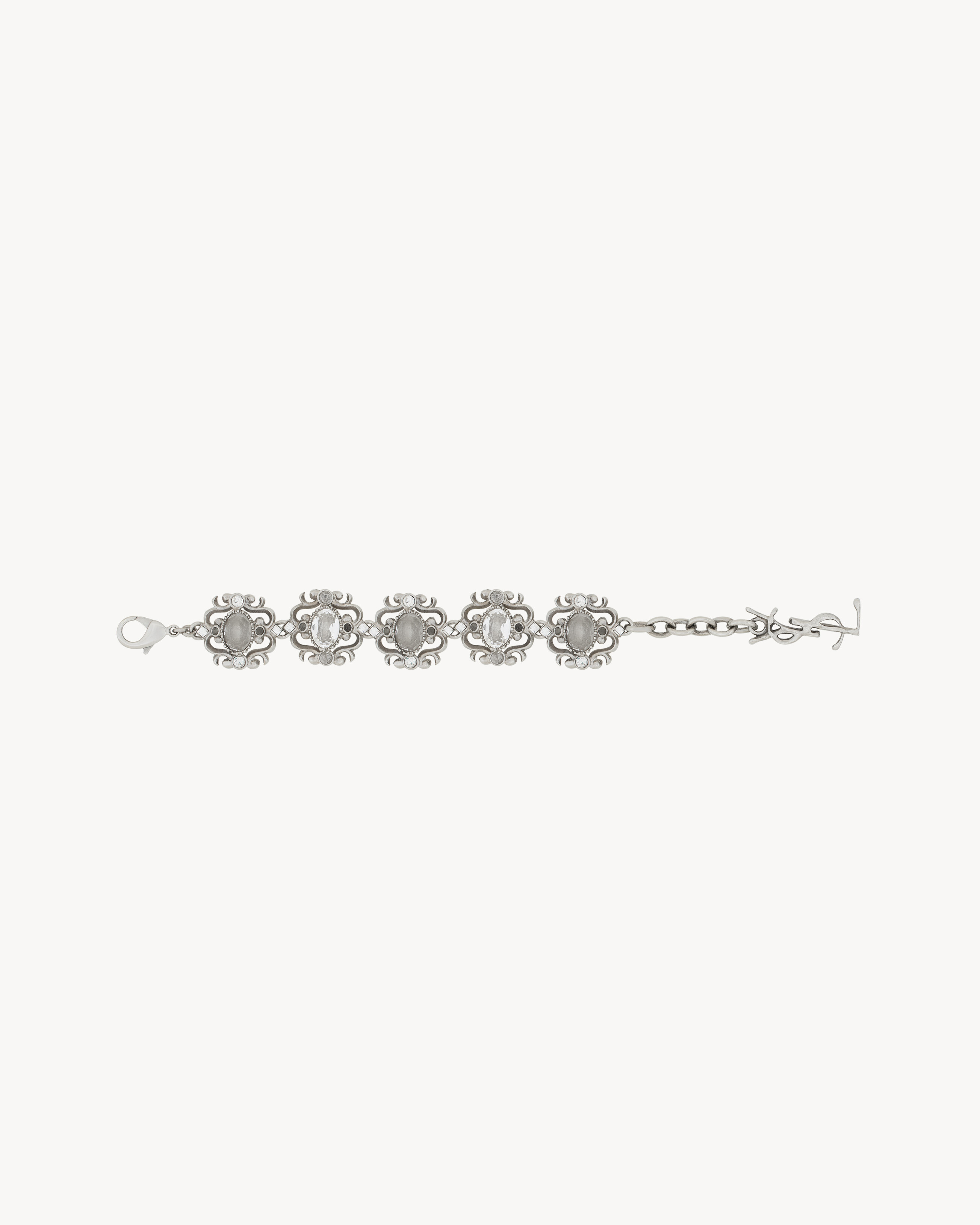 crystal flower bracelet in metal