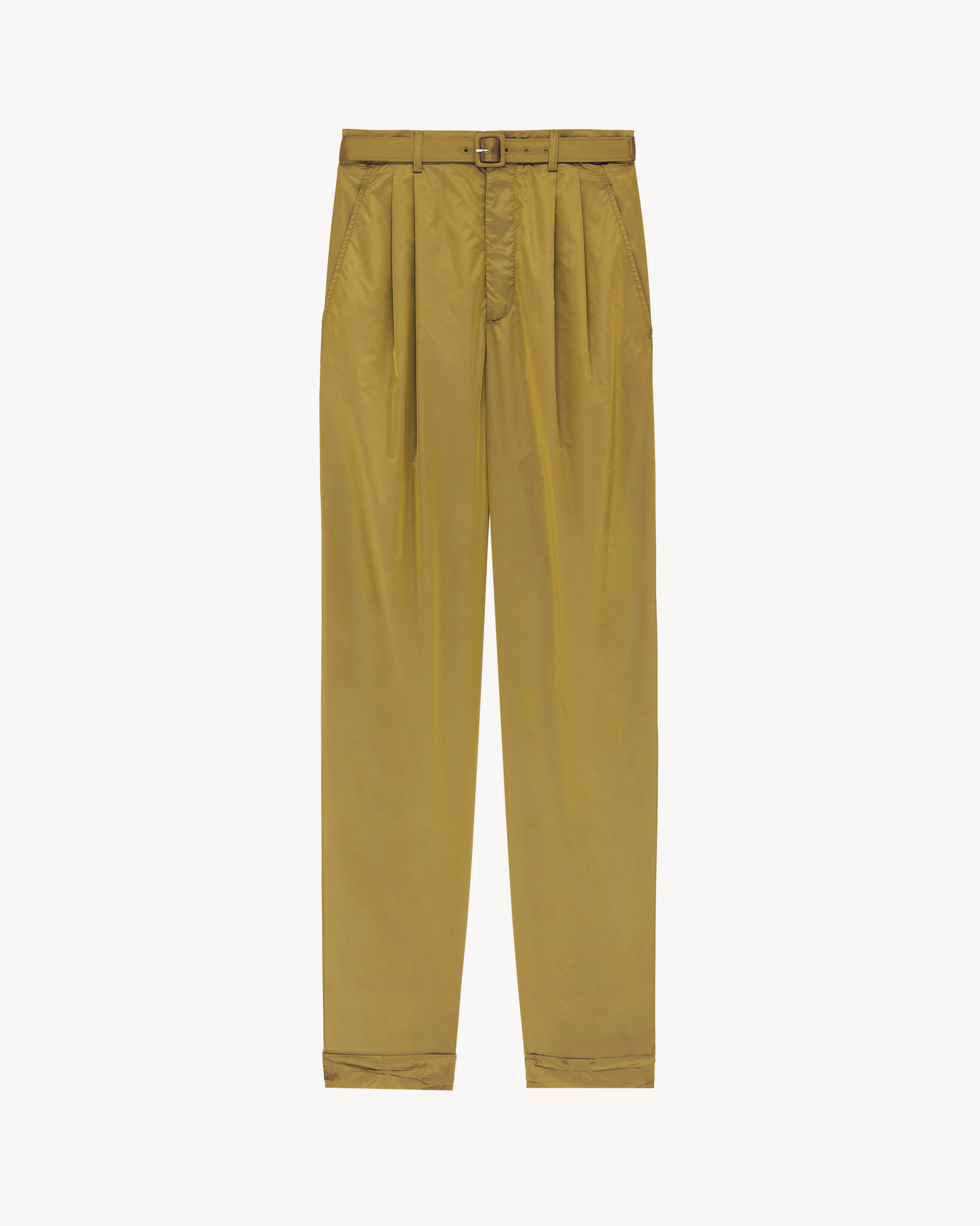 slim-fit pants in crinkled nylon