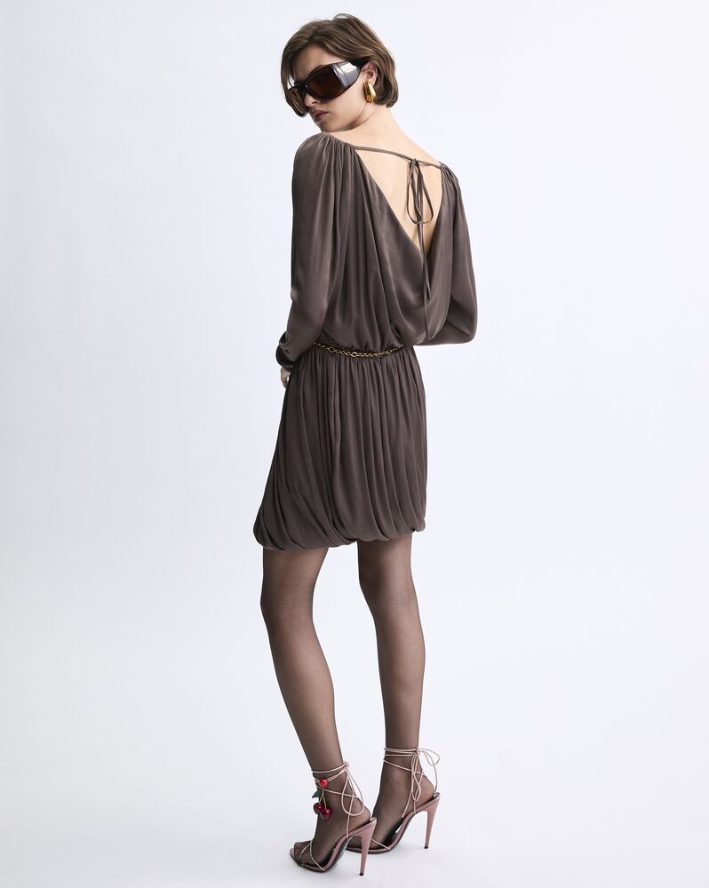 cowl-back dress in taffeta