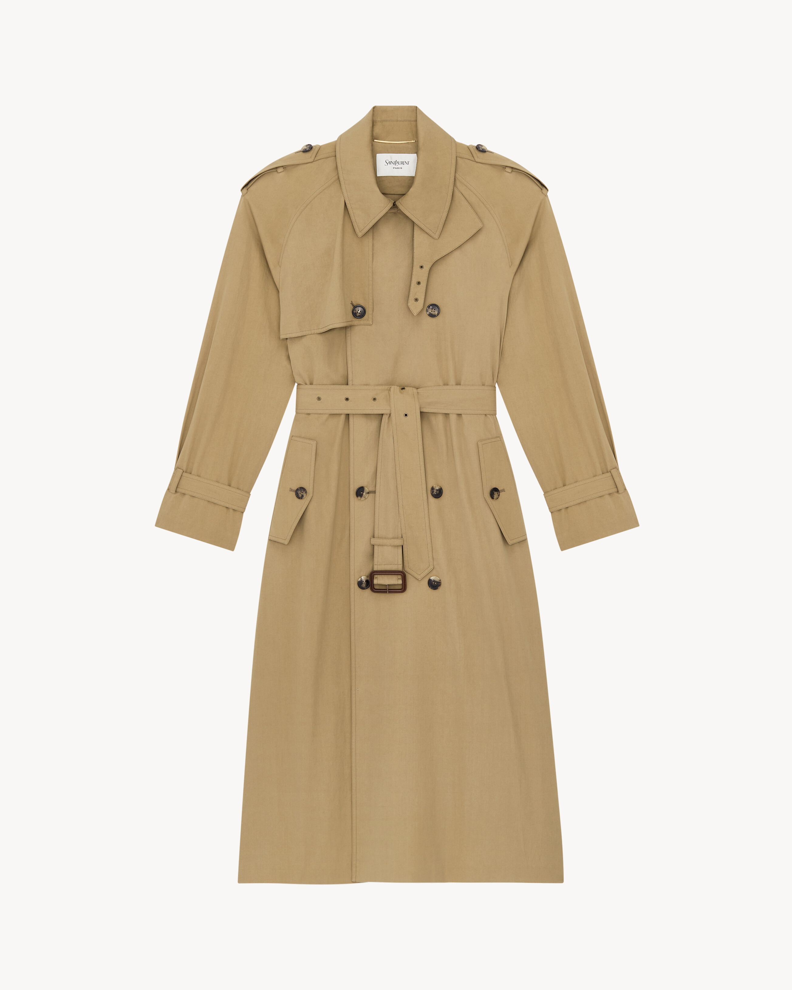 trench coat in water-repellent cotton and silk