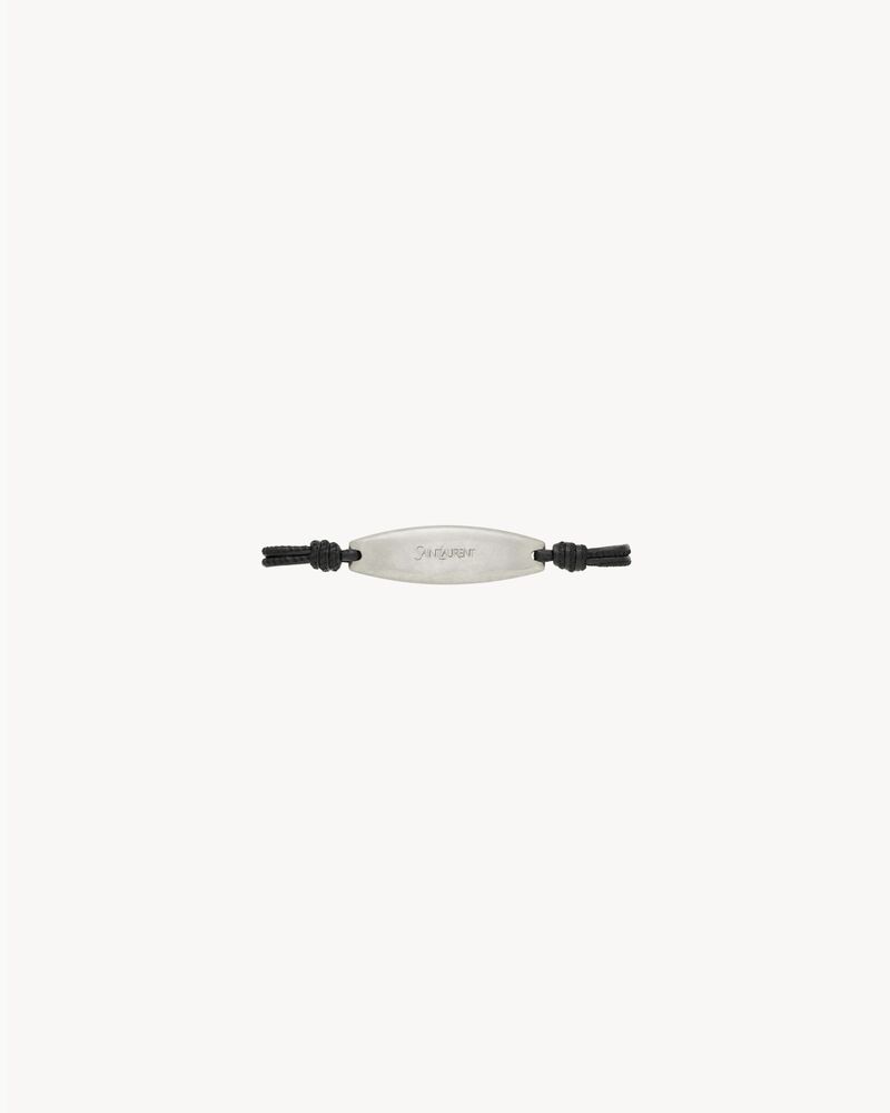 SAINT LAURENT cord bracelet in leather and metal in Black | Saint