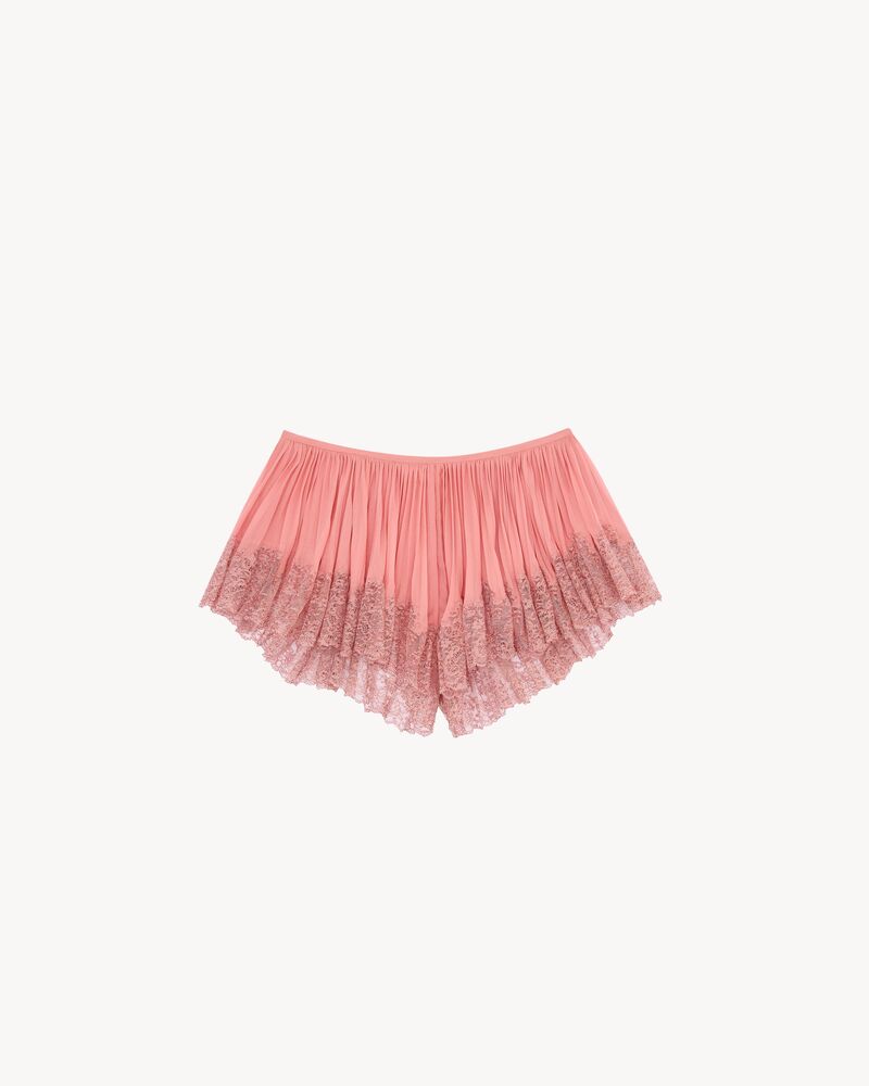 pleated lingerie shorts in silk crepe muslin