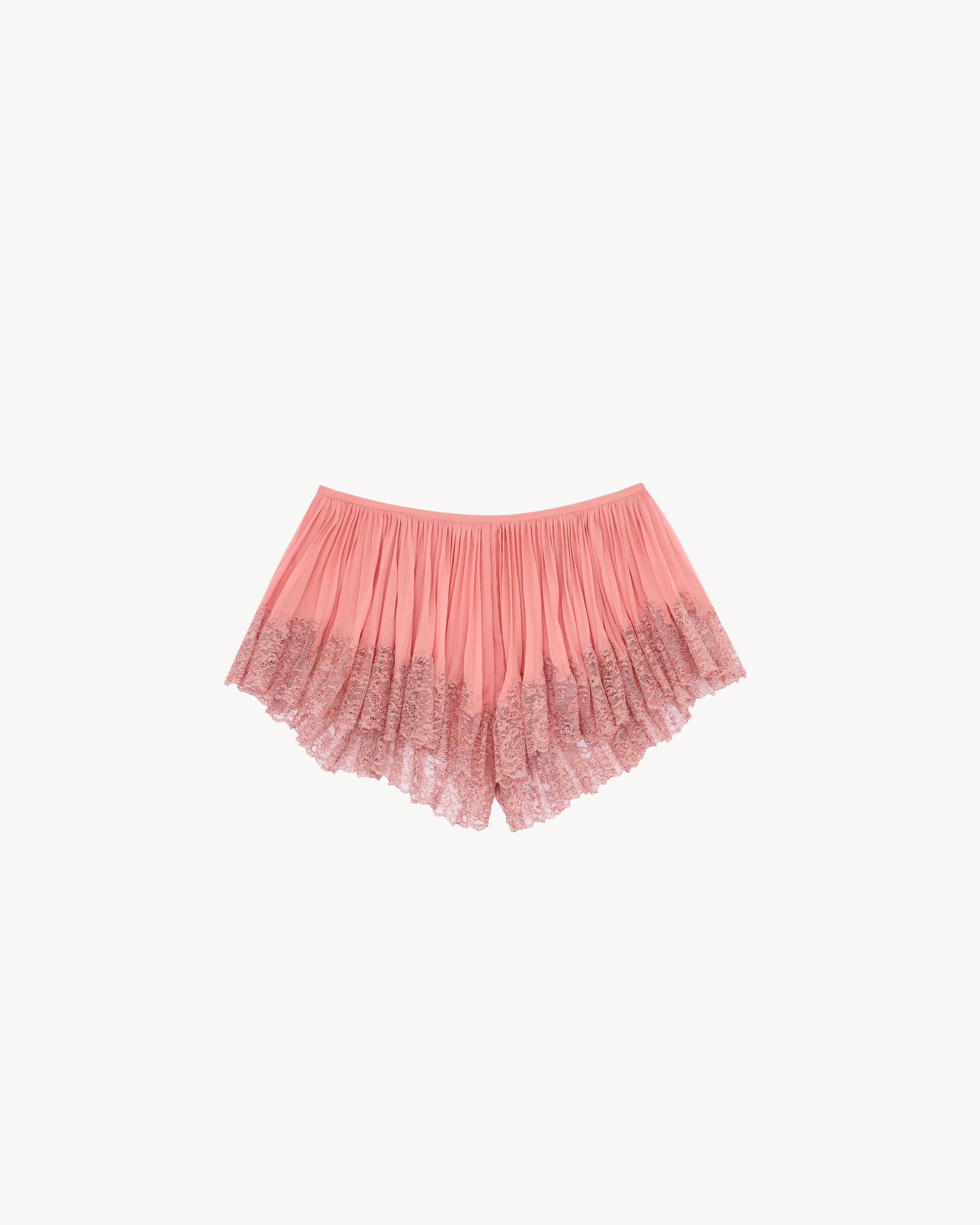 pleated lingerie shorts in silk crepe muslin