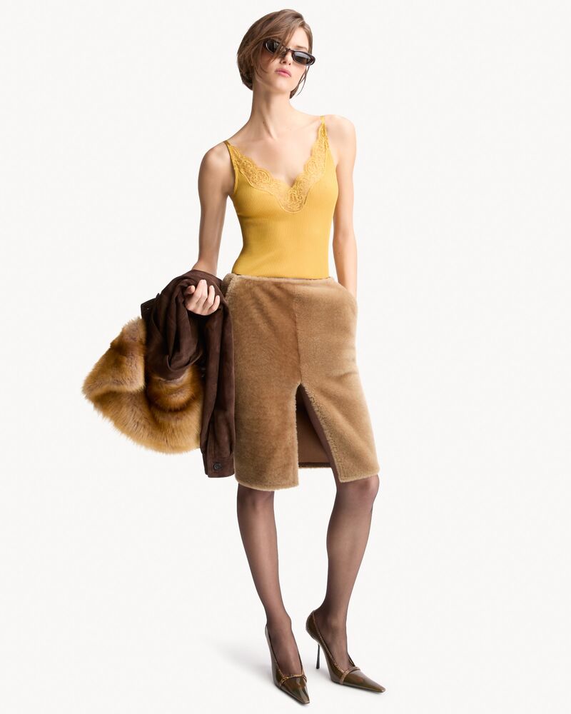 pencil skirt in shearling