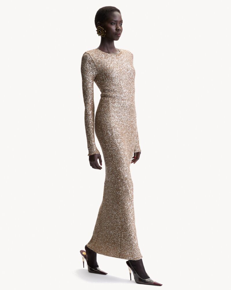 long sequin dress in knit