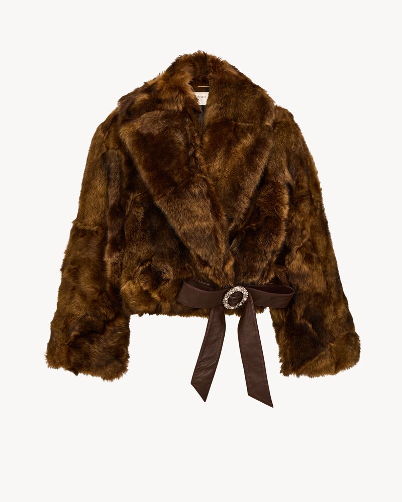 shearling patchwork short coat