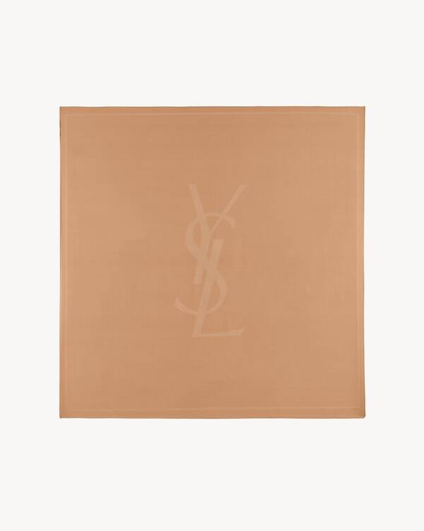 CASSANDRE square scarf in silk charmeuse in Brown | Saint Laurent