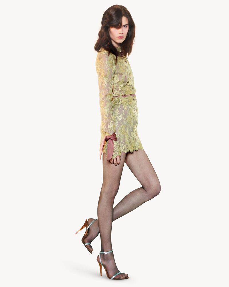 lavallière-cuff mini dress in lace