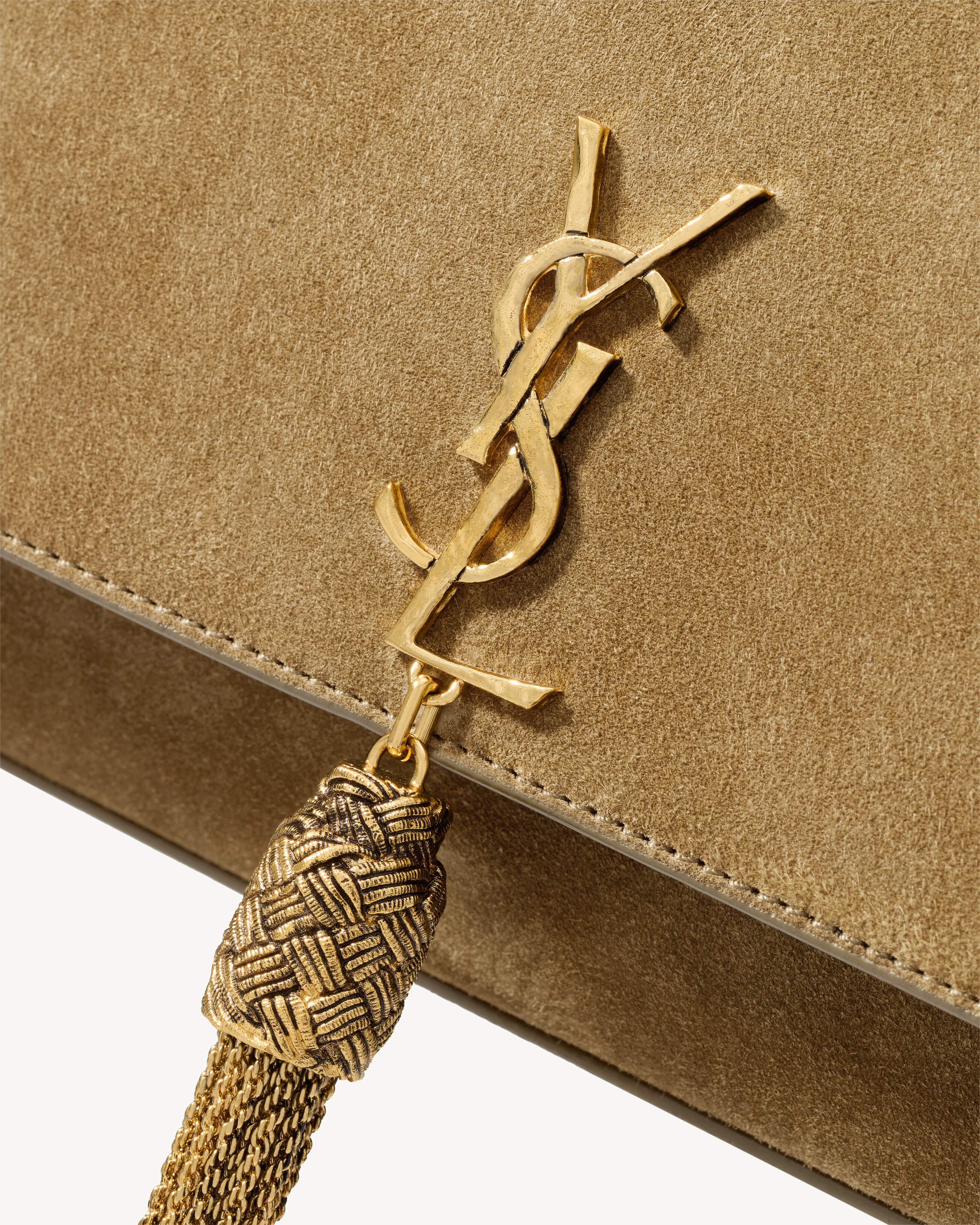small KATE TASSEL BIJOUX in suede in Green | Saint Laurent | YSL TW
