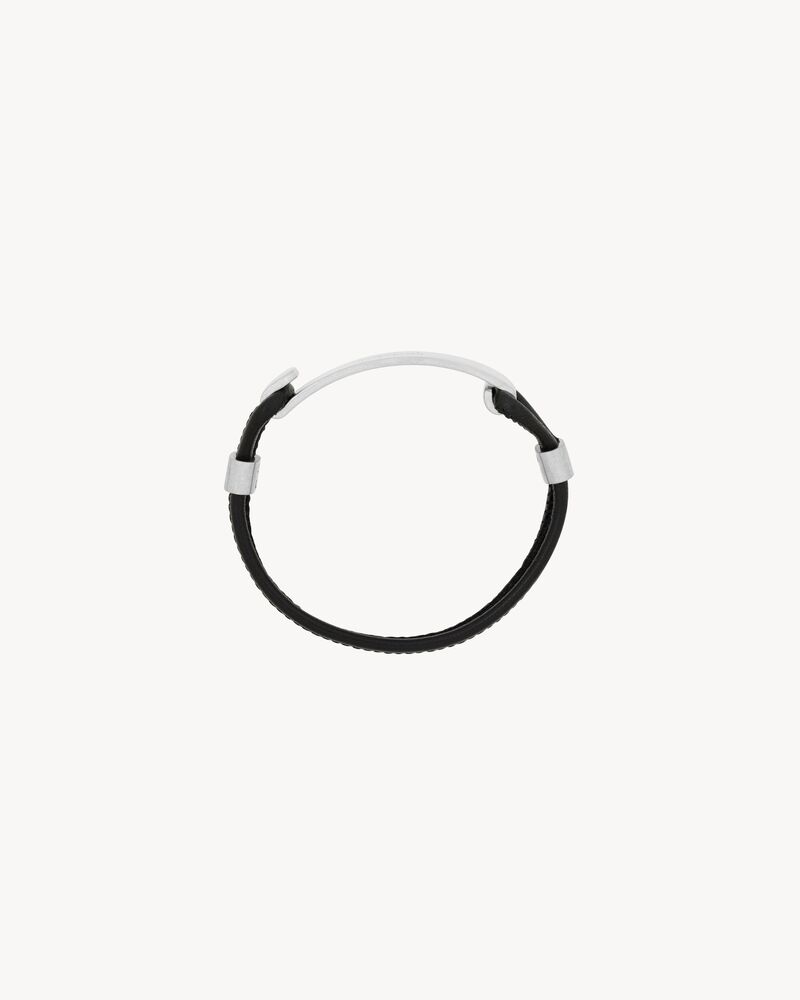 SAINT LAURENT ID bracelet in leather and metal