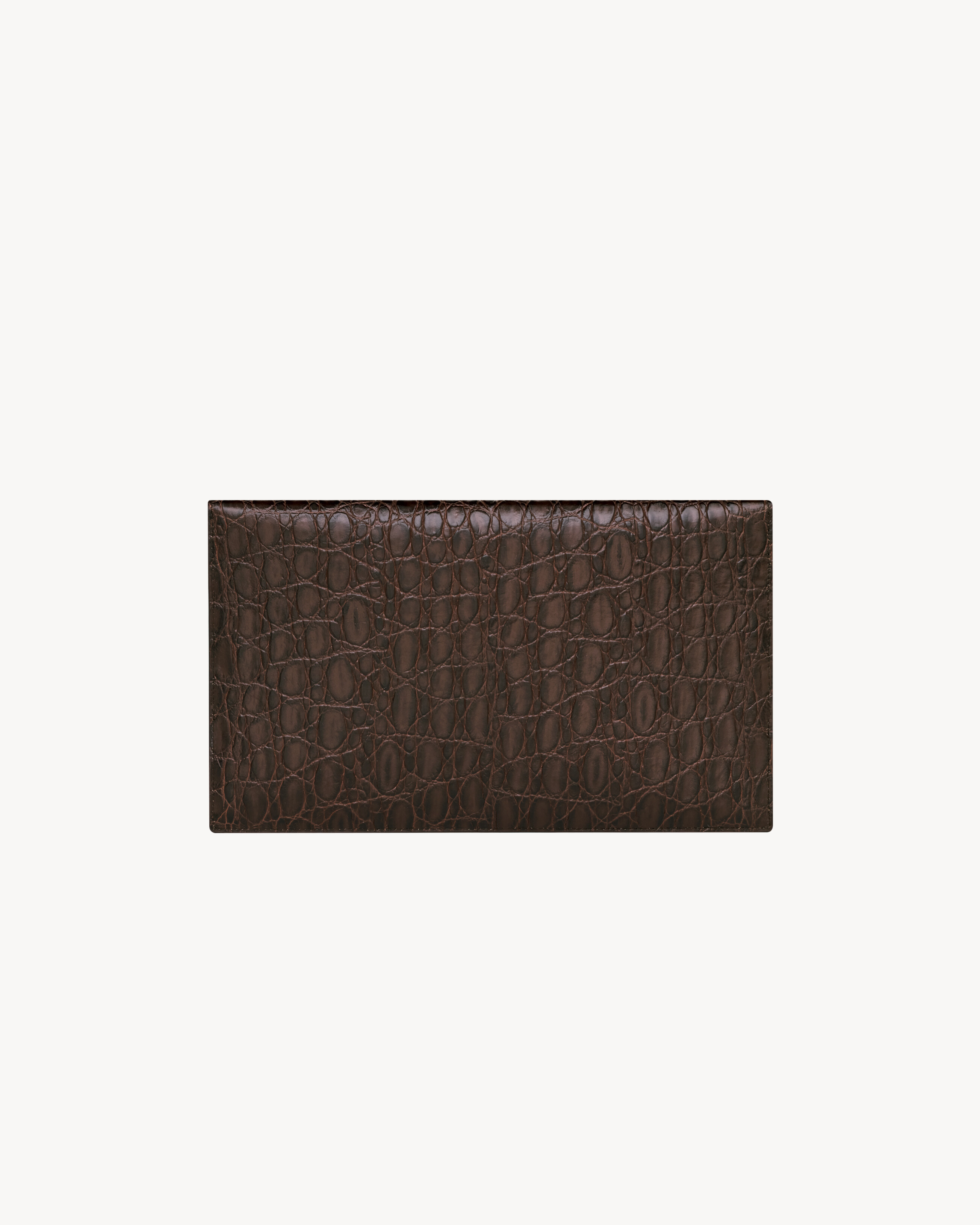 健人 saint laurent paris クリーパー PARIS pouch in crocodile-embossed leather in Brown | Saint Laurent
