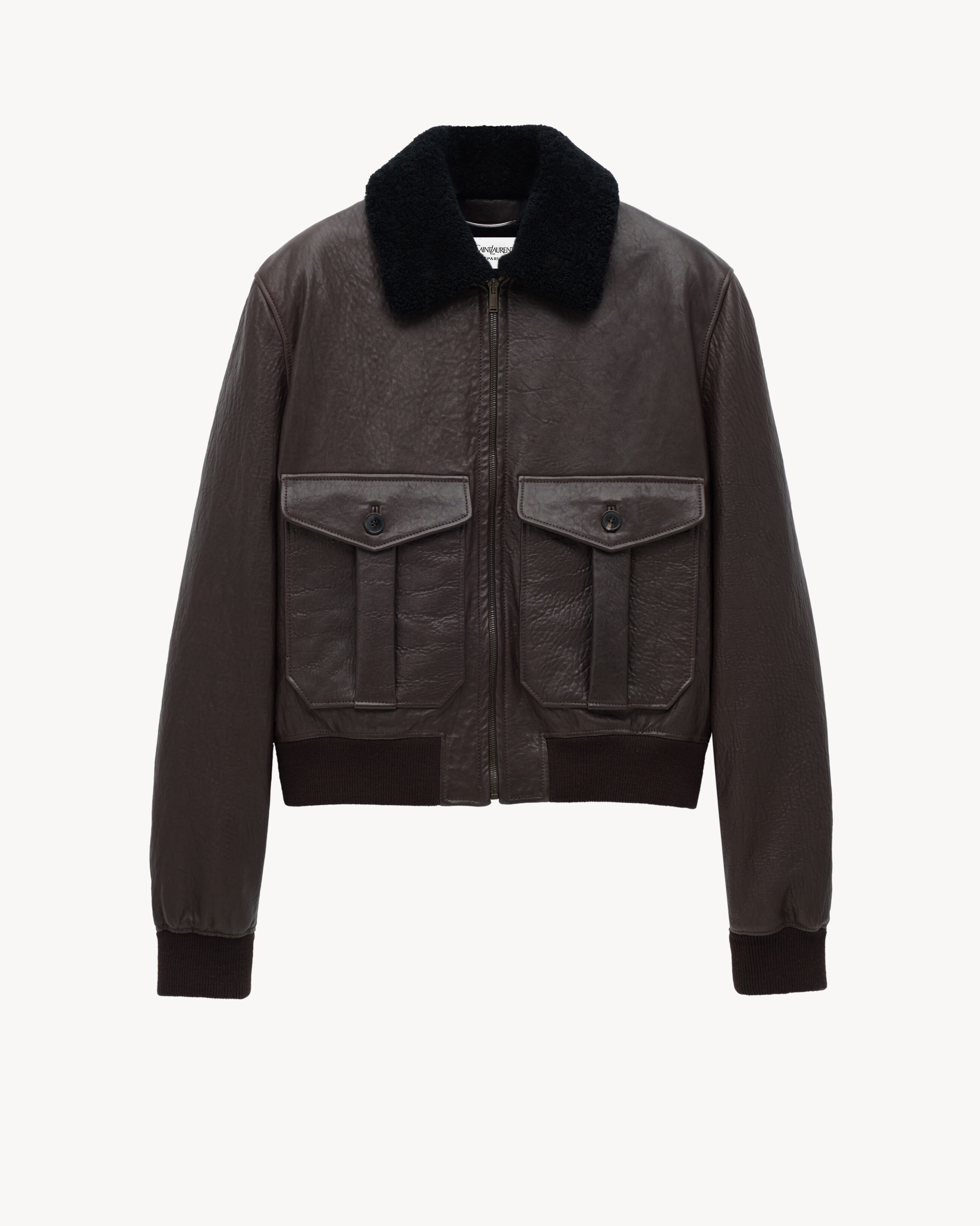 bomber jacket in bubbled lambskin and shearling