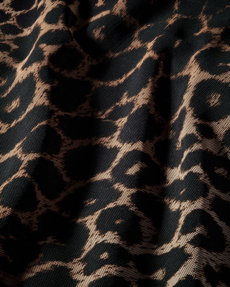 slip dress in leopard tulle