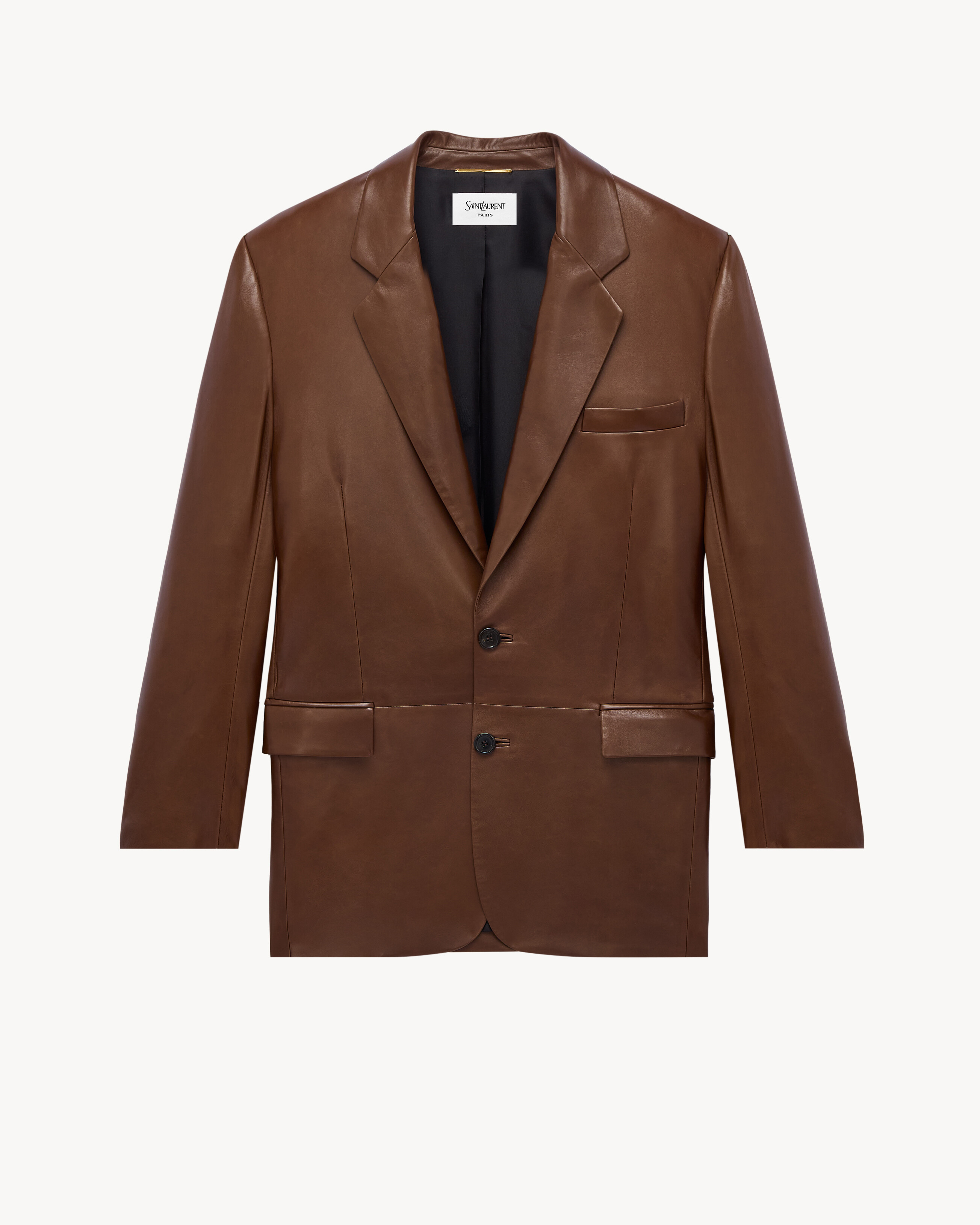 YSL   Women's Brun Chene Jacket In Lambskin - Amber - F38